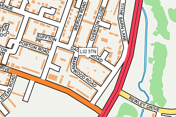L32 5TN map - OS OpenMap – Local (Ordnance Survey)