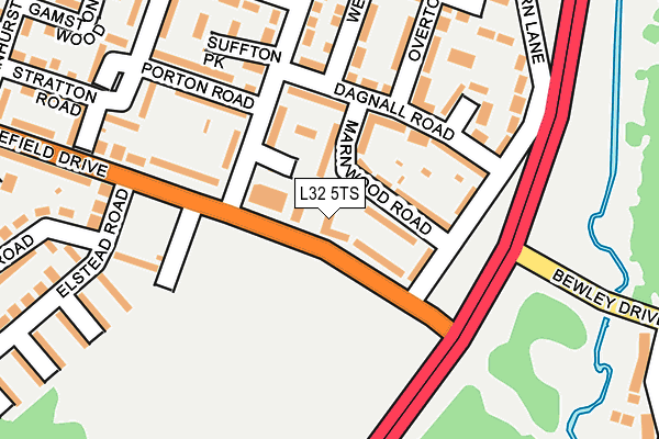 L32 5TS map - OS OpenMap – Local (Ordnance Survey)