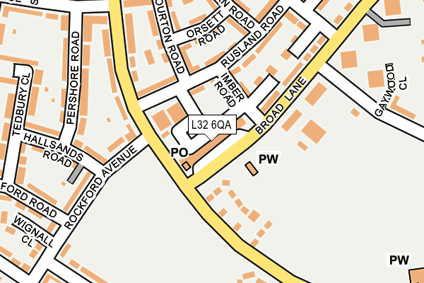 L32 6QA map - OS OpenMap – Local (Ordnance Survey)
