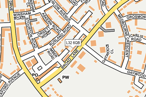 L32 6QB map - OS OpenMap – Local (Ordnance Survey)