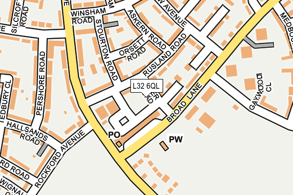 L32 6QL map - OS OpenMap – Local (Ordnance Survey)