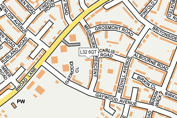L32 6QT map - OS OpenMap – Local (Ordnance Survey)