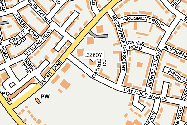 L32 6QY map - OS OpenMap – Local (Ordnance Survey)