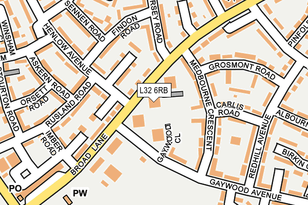 L32 6RB map - OS OpenMap – Local (Ordnance Survey)
