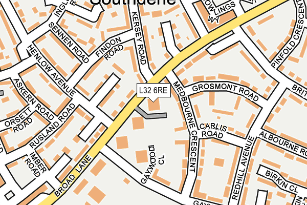 L32 6RE map - OS OpenMap – Local (Ordnance Survey)