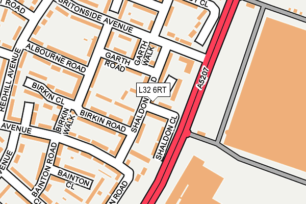 L32 6RT map - OS OpenMap – Local (Ordnance Survey)