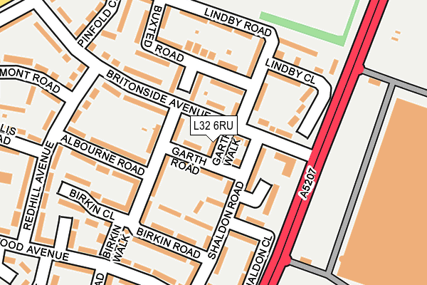 L32 6RU map - OS OpenMap – Local (Ordnance Survey)