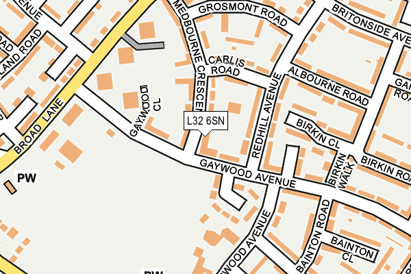 L32 6SN map - OS OpenMap – Local (Ordnance Survey)