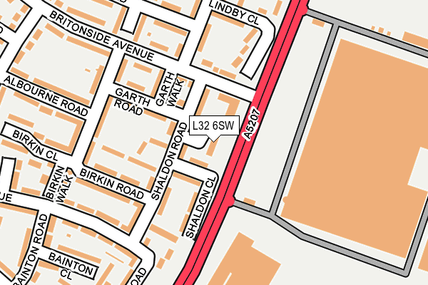 L32 6SW map - OS OpenMap – Local (Ordnance Survey)