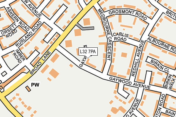 L32 7PA map - OS OpenMap – Local (Ordnance Survey)