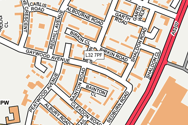 L32 7PF map - OS OpenMap – Local (Ordnance Survey)