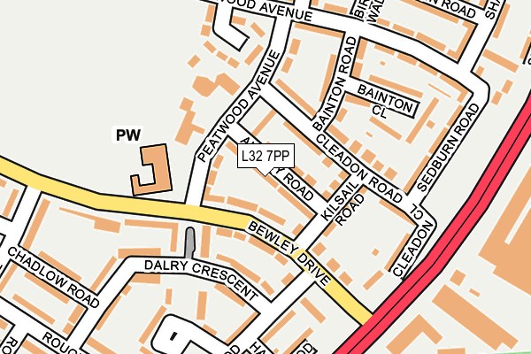 L32 7PP map - OS OpenMap – Local (Ordnance Survey)