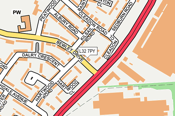 L32 7PY map - OS OpenMap – Local (Ordnance Survey)