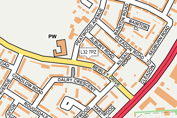 L32 7PZ map - OS OpenMap – Local (Ordnance Survey)