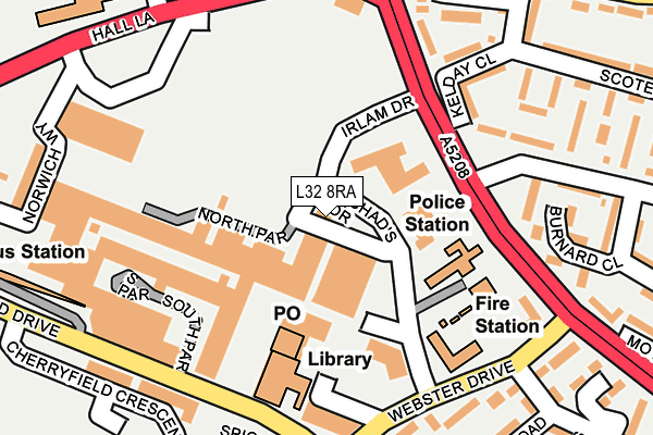 L32 8RA map - OS OpenMap – Local (Ordnance Survey)