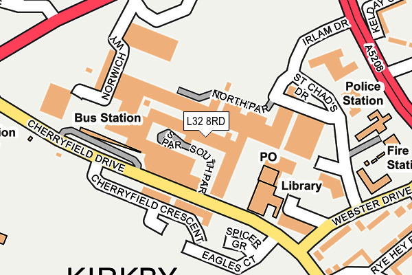 L32 8RD map - OS OpenMap – Local (Ordnance Survey)