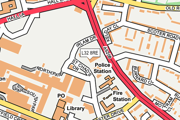 L32 8RE map - OS OpenMap – Local (Ordnance Survey)