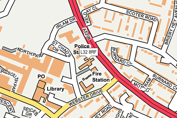 L32 8RF map - OS OpenMap – Local (Ordnance Survey)