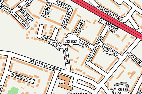 L32 8SX map - OS OpenMap – Local (Ordnance Survey)