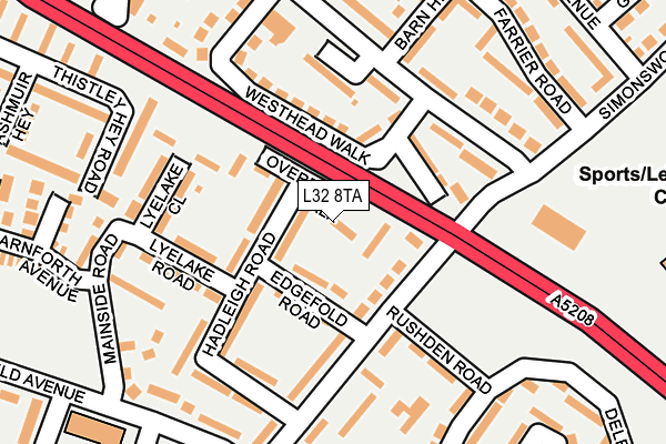 L32 8TA map - OS OpenMap – Local (Ordnance Survey)