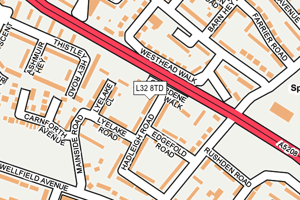 L32 8TD map - OS OpenMap – Local (Ordnance Survey)