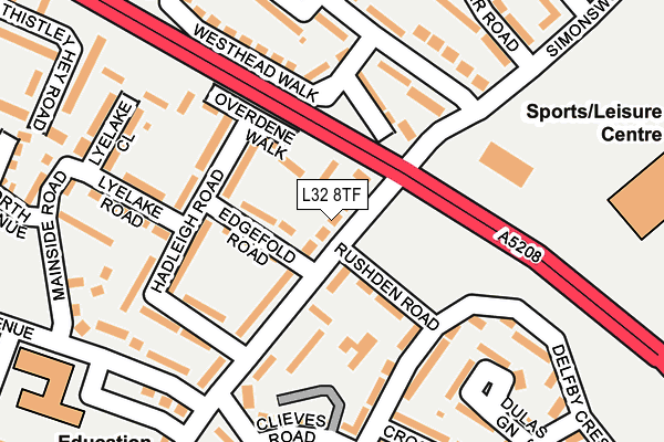 L32 8TF map - OS OpenMap – Local (Ordnance Survey)