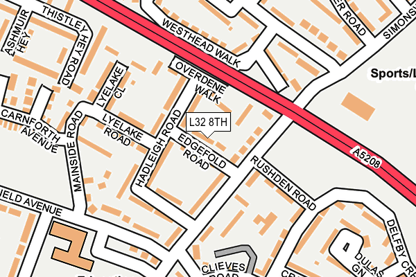 L32 8TH map - OS OpenMap – Local (Ordnance Survey)