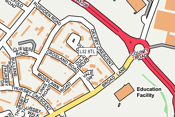 L32 8TL map - OS OpenMap – Local (Ordnance Survey)