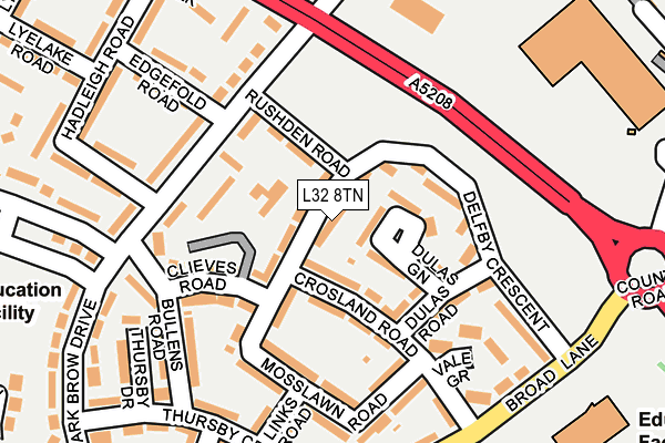 L32 8TN map - OS OpenMap – Local (Ordnance Survey)