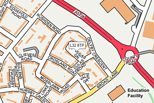 L32 8TP map - OS OpenMap – Local (Ordnance Survey)