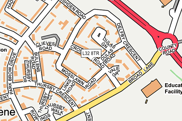 L32 8TR map - OS OpenMap – Local (Ordnance Survey)