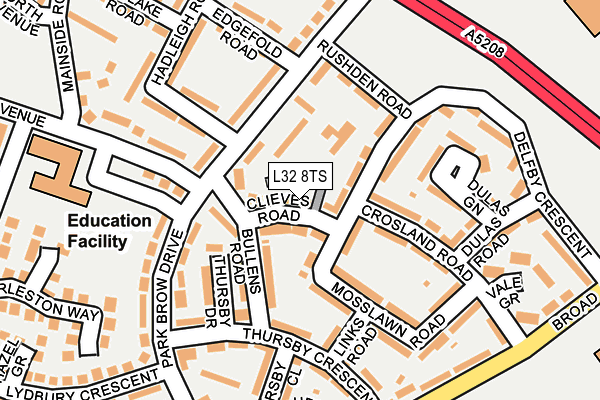L32 8TS map - OS OpenMap – Local (Ordnance Survey)