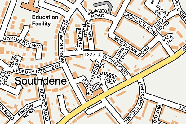 L32 8TU map - OS OpenMap – Local (Ordnance Survey)