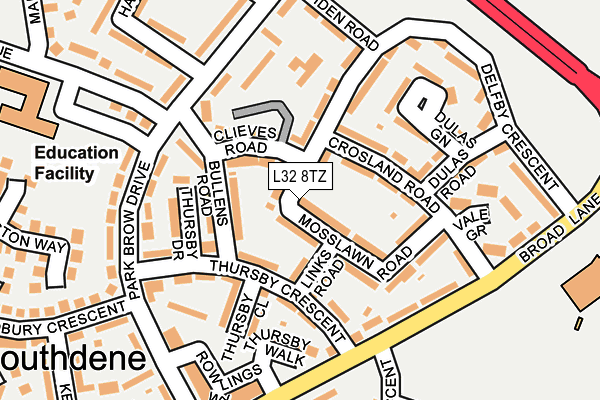 L32 8TZ map - OS OpenMap – Local (Ordnance Survey)