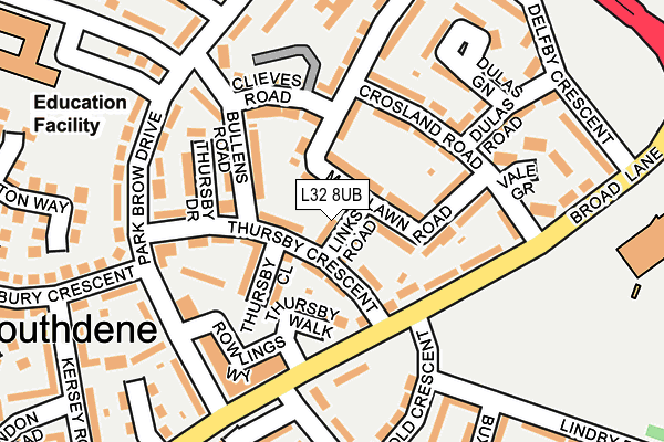 L32 8UB map - OS OpenMap – Local (Ordnance Survey)