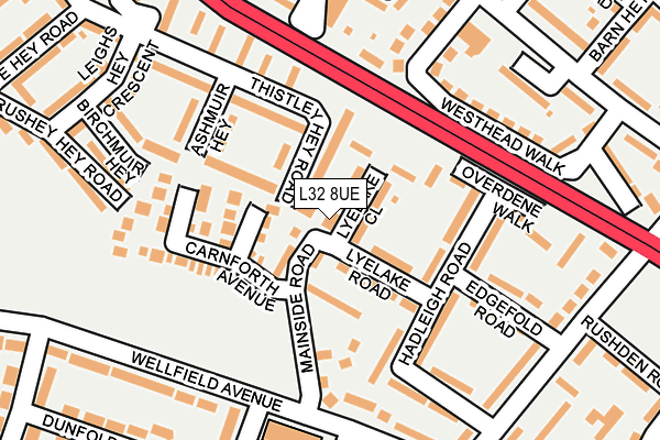 L32 8UE map - OS OpenMap – Local (Ordnance Survey)