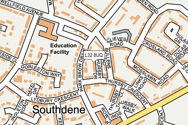 L32 8UQ map - OS OpenMap – Local (Ordnance Survey)