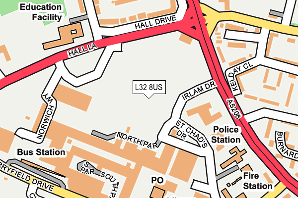 L32 8US map - OS OpenMap – Local (Ordnance Survey)