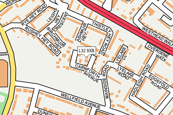 L32 8XB map - OS OpenMap – Local (Ordnance Survey)