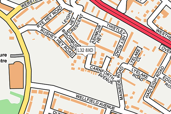 L32 8XD map - OS OpenMap – Local (Ordnance Survey)