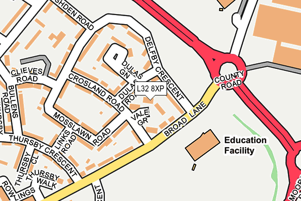 L32 8XP map - OS OpenMap – Local (Ordnance Survey)