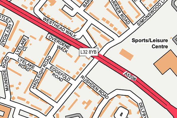 L32 8YB map - OS OpenMap – Local (Ordnance Survey)