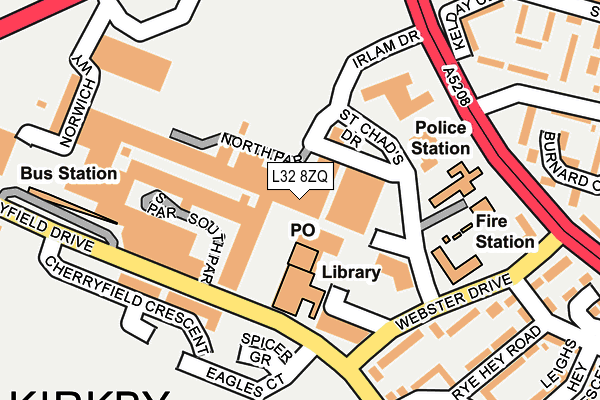 L32 8ZQ map - OS OpenMap – Local (Ordnance Survey)