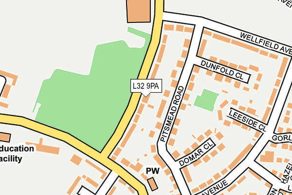 L32 9PA map - OS OpenMap – Local (Ordnance Survey)