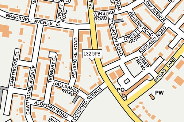 L32 9PB map - OS OpenMap – Local (Ordnance Survey)