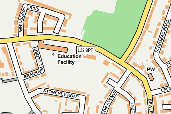 L32 9PF map - OS OpenMap – Local (Ordnance Survey)