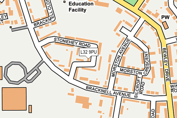 L32 9PU map - OS OpenMap – Local (Ordnance Survey)