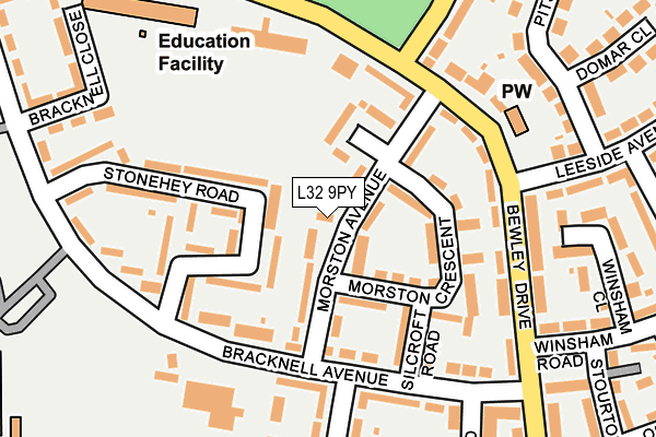 L32 9PY map - OS OpenMap – Local (Ordnance Survey)