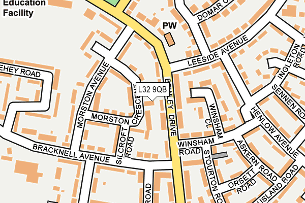 L32 9QB map - OS OpenMap – Local (Ordnance Survey)