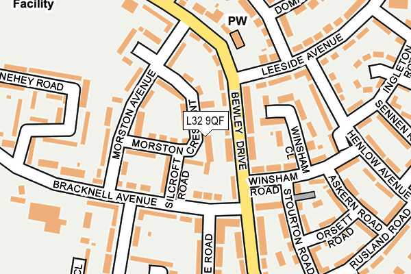 L32 9QF map - OS OpenMap – Local (Ordnance Survey)